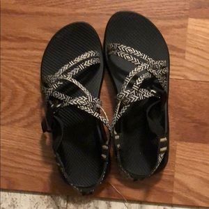 Black and white chacos